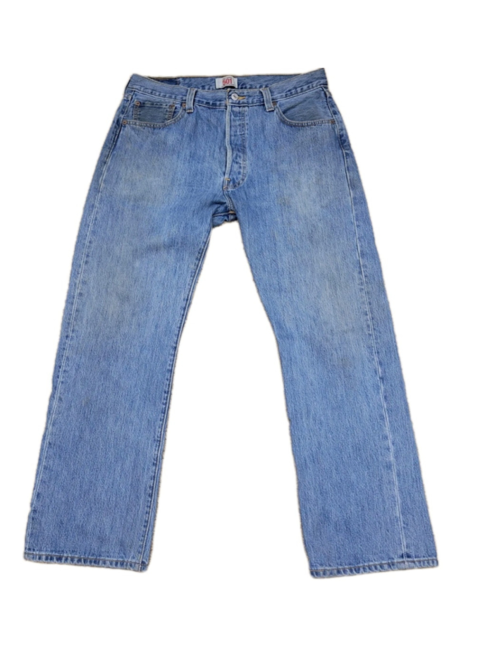 Levi's 501 Blue Straight Leg Button-Fly Men's Cotton Polyester Blend 38/30